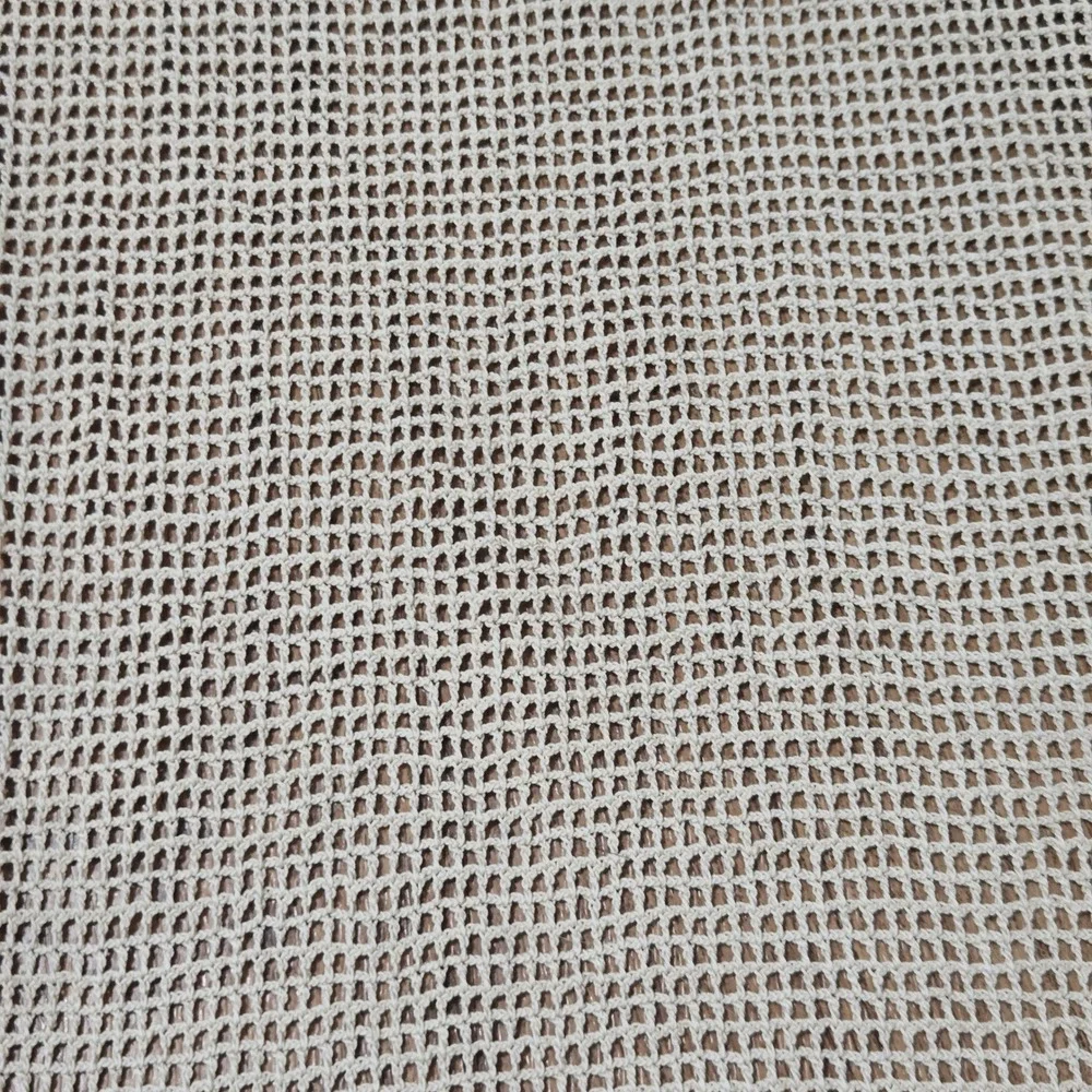 Handmade‎ Crochet Table Runner Beige Scalloped Lace Trim 60x16 Vintage Farmhouse